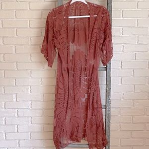 Dark rose Rebellion brand lace kimono